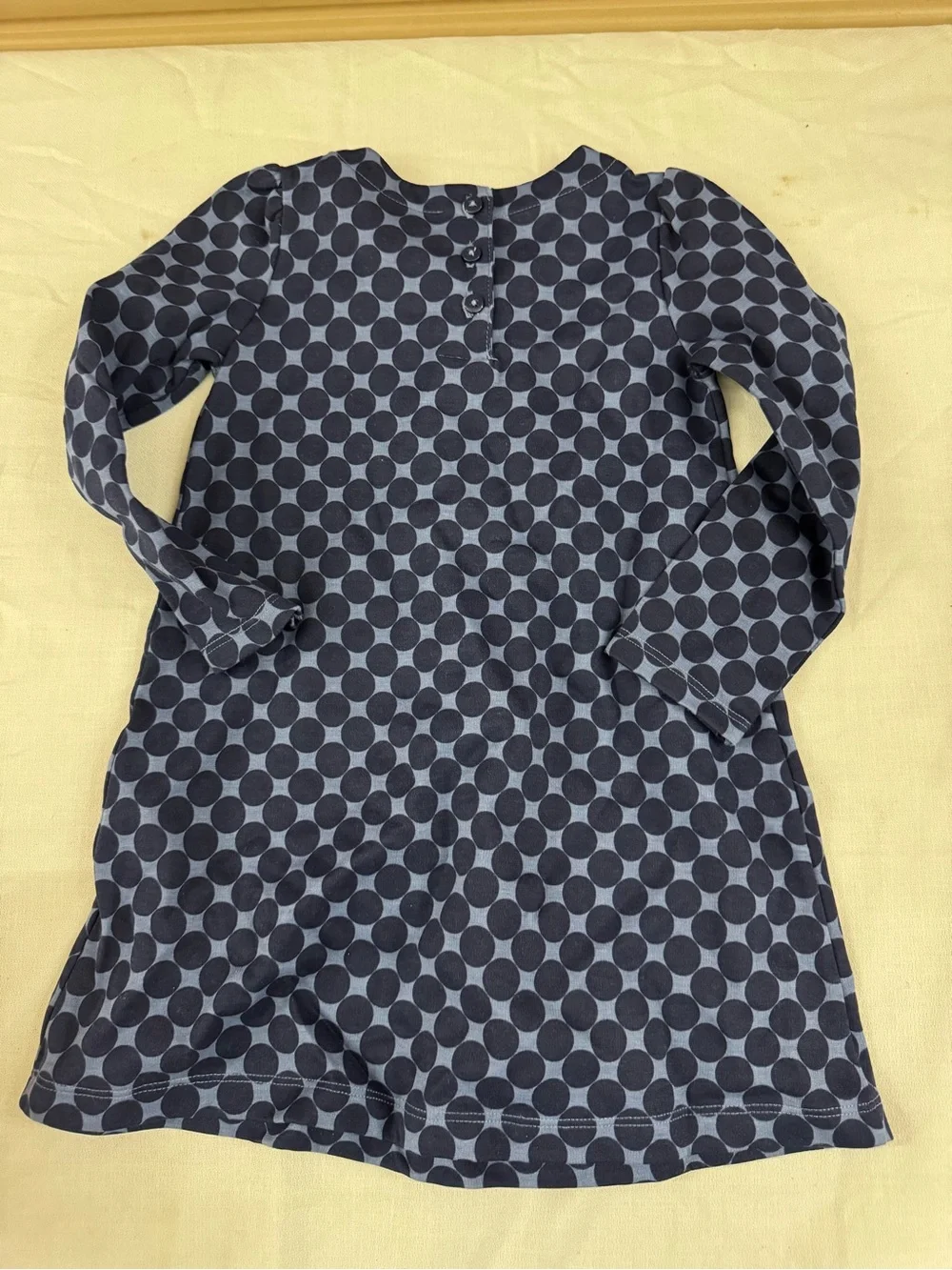 Gymboree Navy Polka Dot Long-Sleeve Dress with Pink Bow